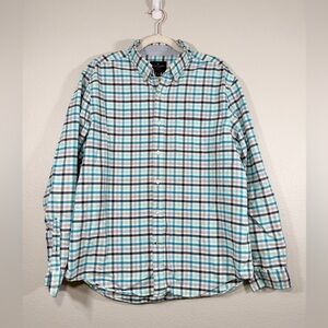 American Eagle Outfitters Shirt Button Down Plaid Flannel Blue Green Men XL